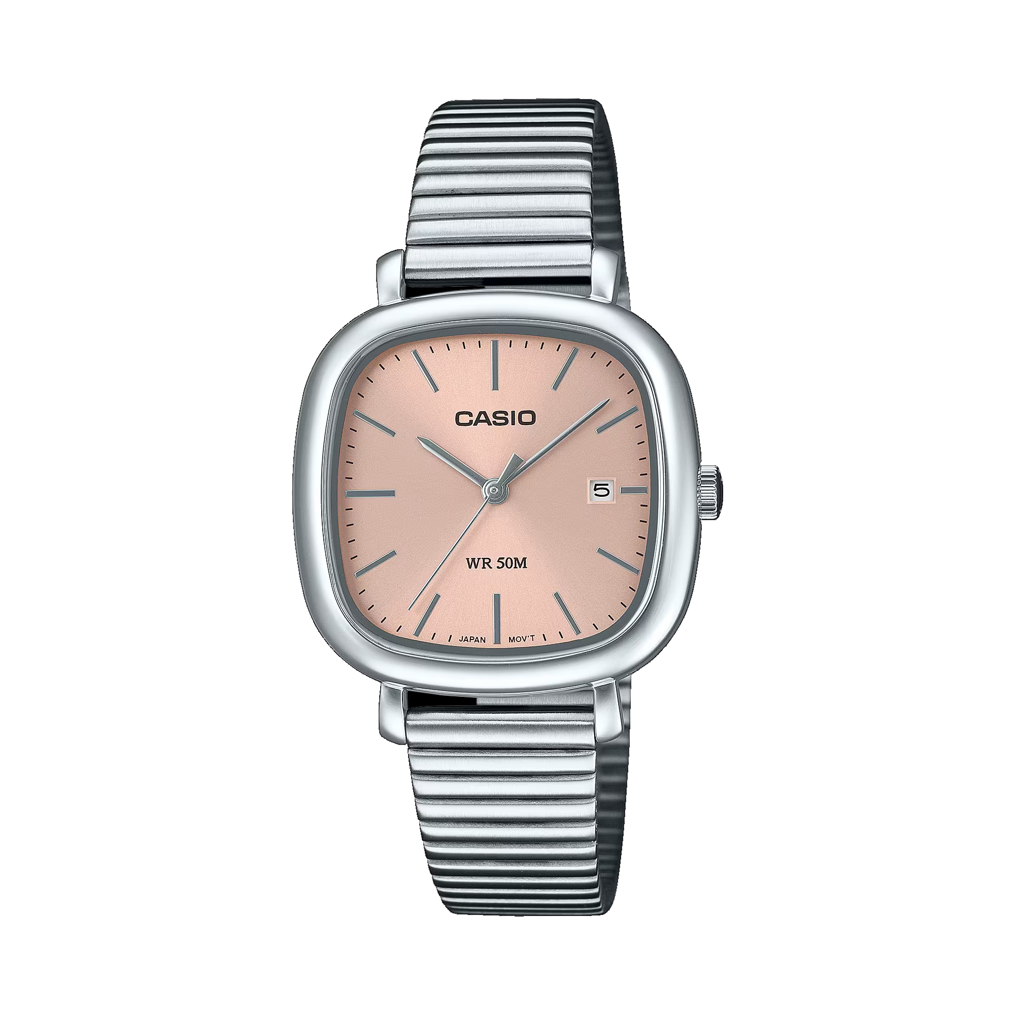 Casio - Reloj LTP-B166D-4AVEF para hombre, analógico de acero inoxidable con esfera rectangular, fecha y resistencia 50 m, estilo clásico casual diario