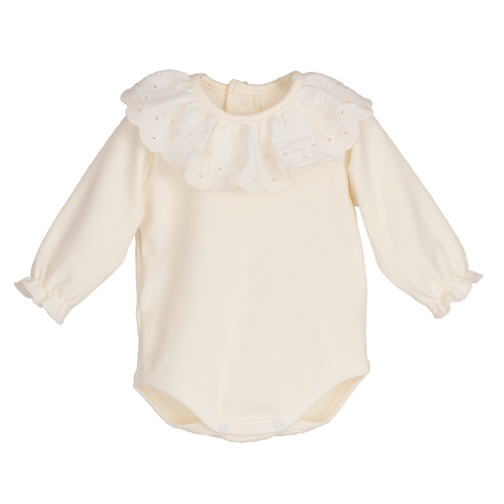 Body marfil con cuello de bambula bordada calamaro
