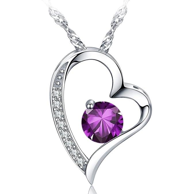 Collar con colgante de amor para mujer, revestimiento S925, joyería con piedra natal 5A, regalo para mamá y amante