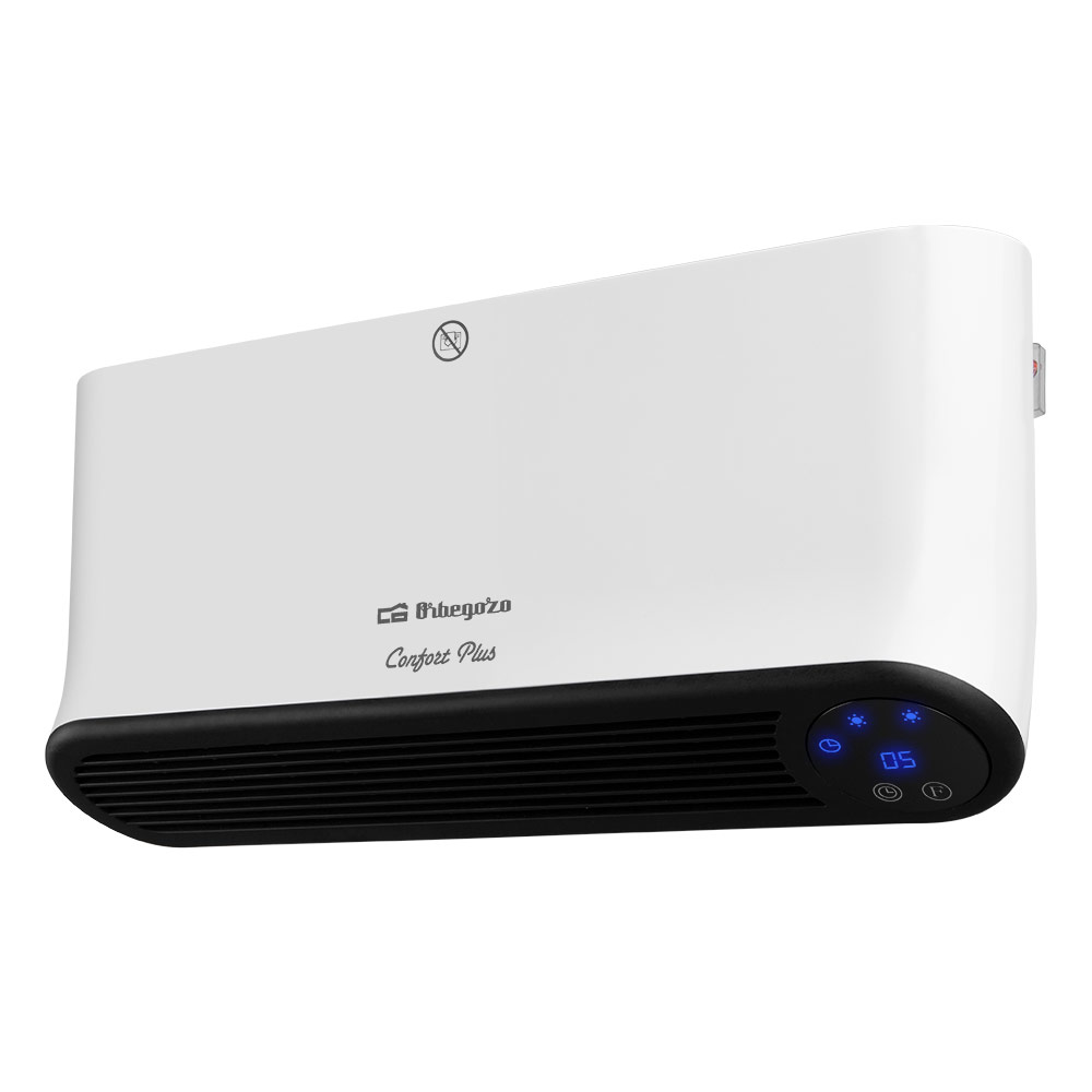 Orbegozo SP 6200 Calefactor Cerámico 2 en 1 Pared y Suelo 2000W – Termoventilador PTC con Mando a Distancia, Programable Diario/Semanal, Pantalla LED, Detección de Ventanas Abiertas y Base Antideslizante
