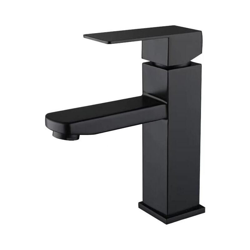 CA Grifo mezclador de lavabo negro de acero inoxidable 304, mezclador de lavabo ajustable de agua caliente y fría.