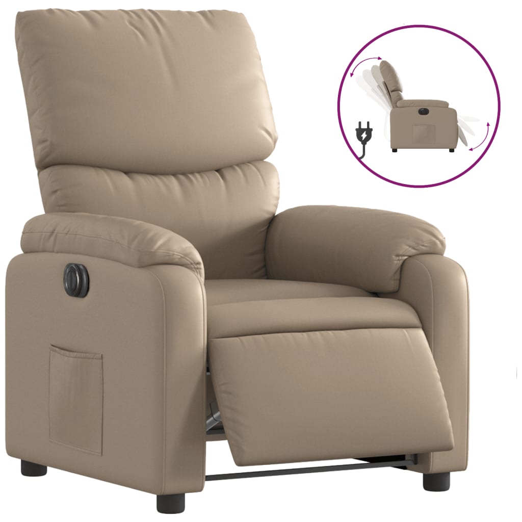 Vidaxl Sillón Reclinable Eléctrico de Cuero Sintético Negro