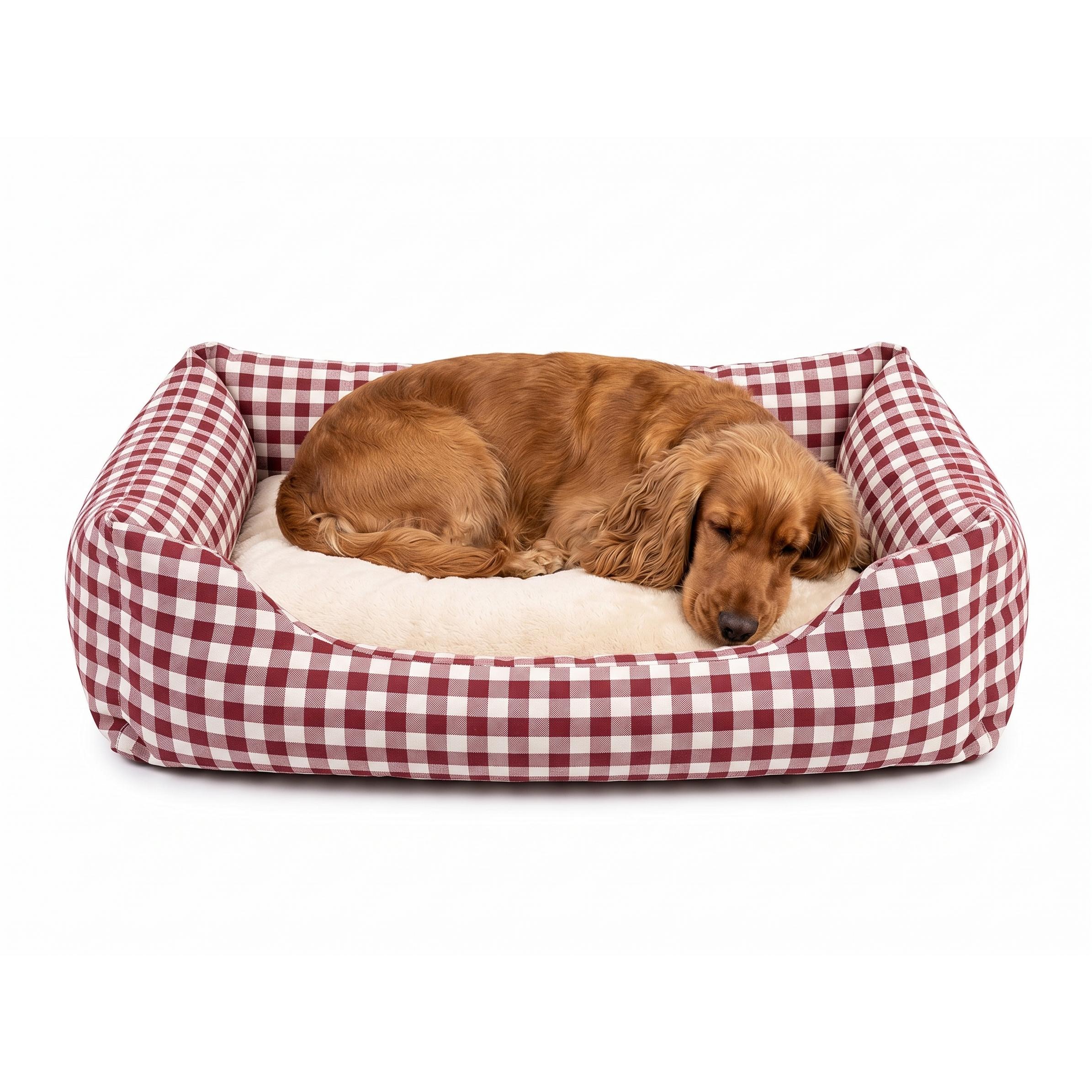 Cama para perros medianos, perros pequeños y gatos con relleno viscoelástico híbrido, cojín reversible coralina 80x60 cm
