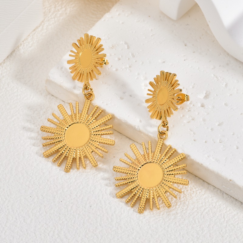 Pendientes colgantes de hoja de oro para mujer, pendientes de botón elegantes