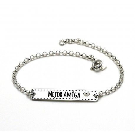 Pulsera En Plata Con Mensaje Grabado mejor Amiga