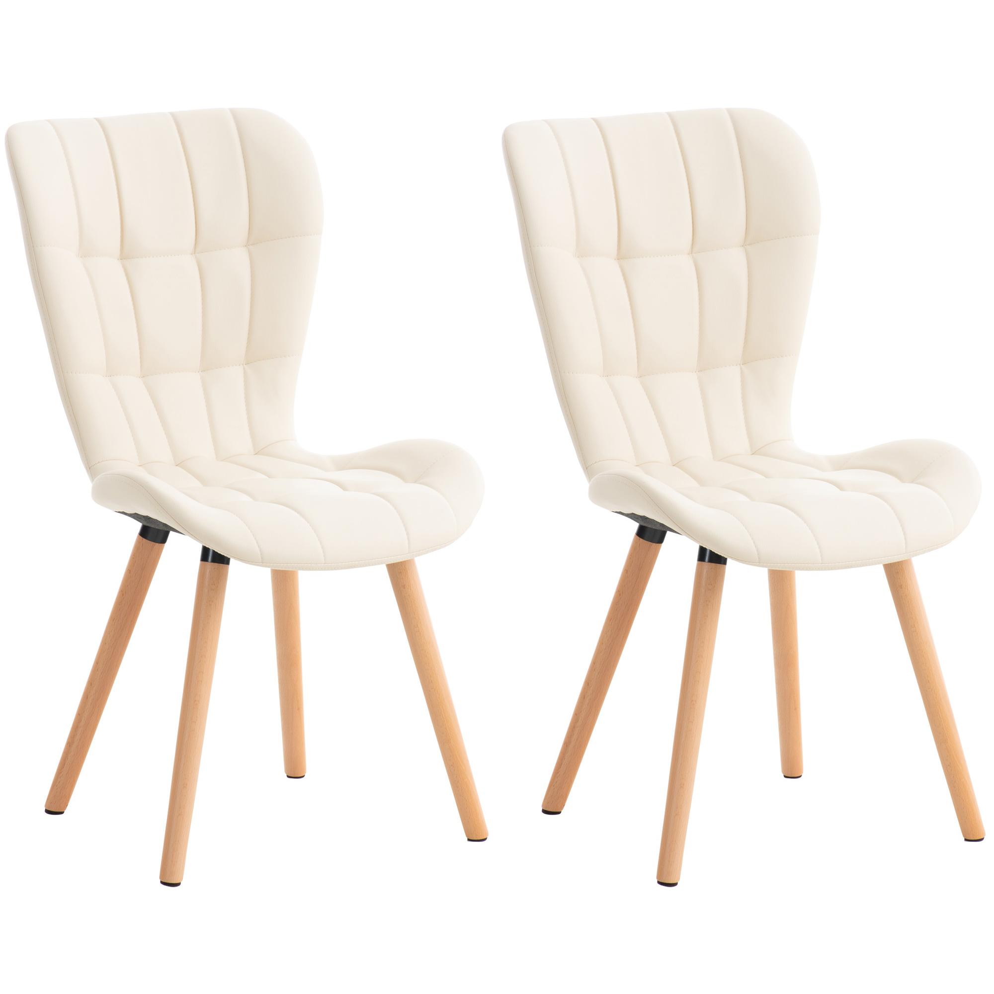 Set de 2 sillas de comedor Elda Crema,Simil cuero