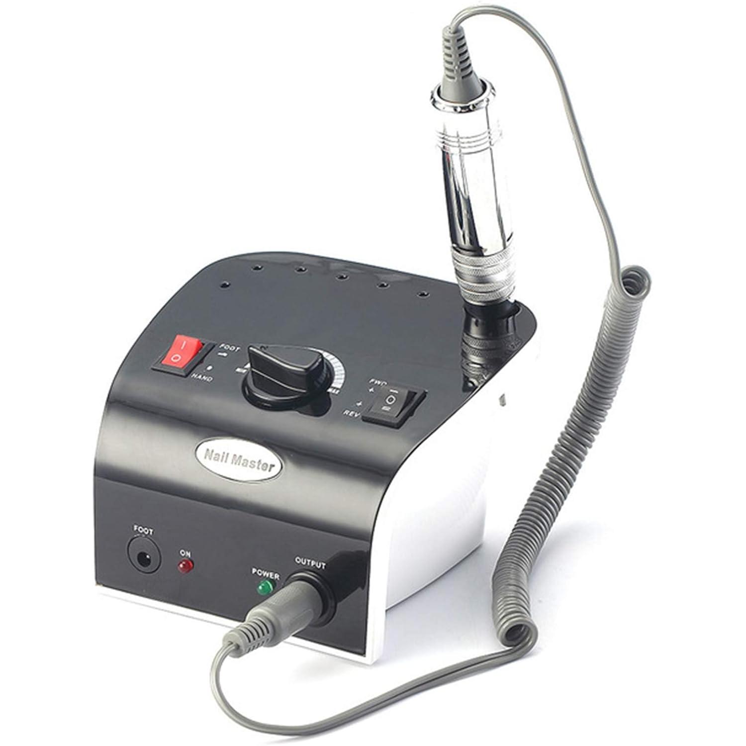 Aparato Pulidor de Uñas Torno Máquina de Pulido de Uñas Eléctrica Profesional 35000 RPM Herramienta de Manicura y Pedicura Set + 34 Boquillas Recambio + 50 Banda de Lijado - Negro