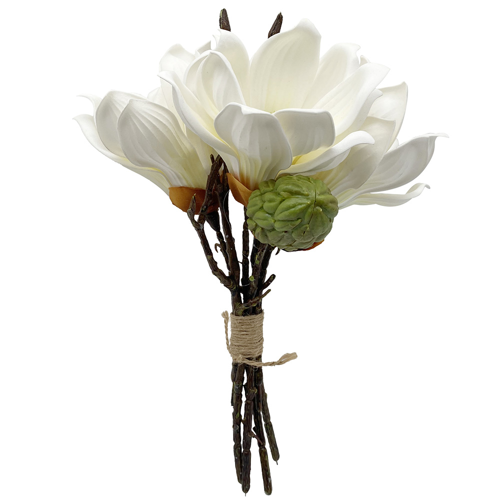 Poenia Arte Floral - Ramo de Flor Magnolia Artificial - Decoración Floral - 32cm de Altura
