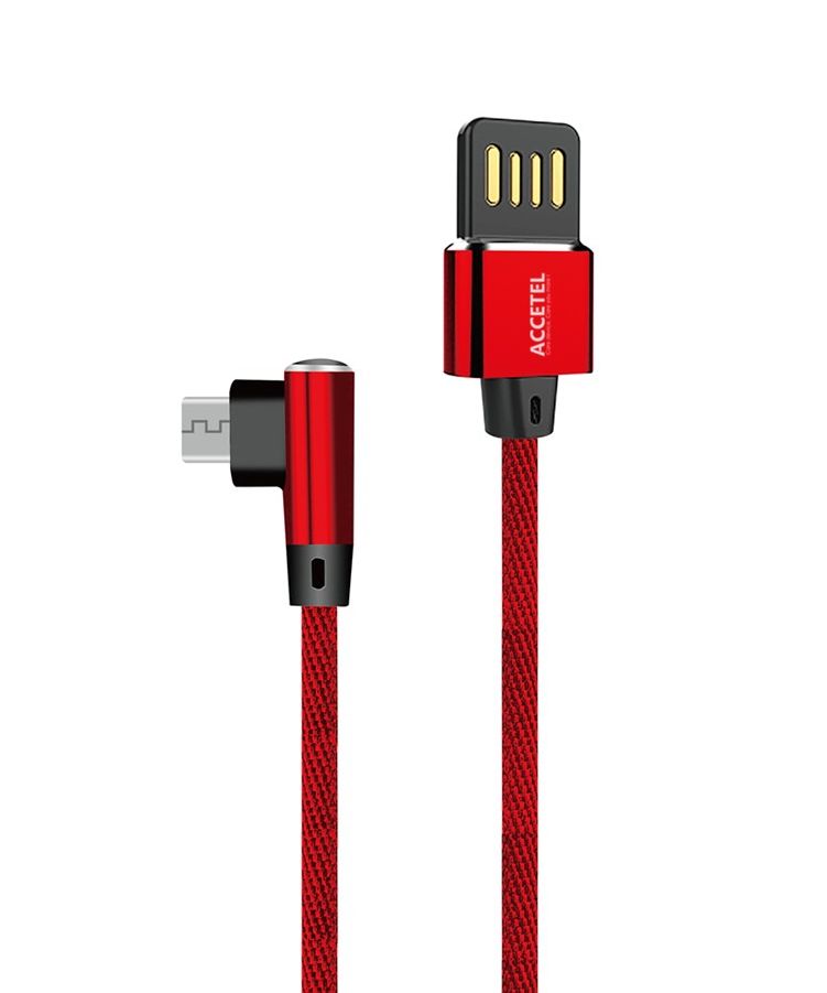 Cable Datos L Nailon 2.1A - Micro USB Rojo (1M) CU1835