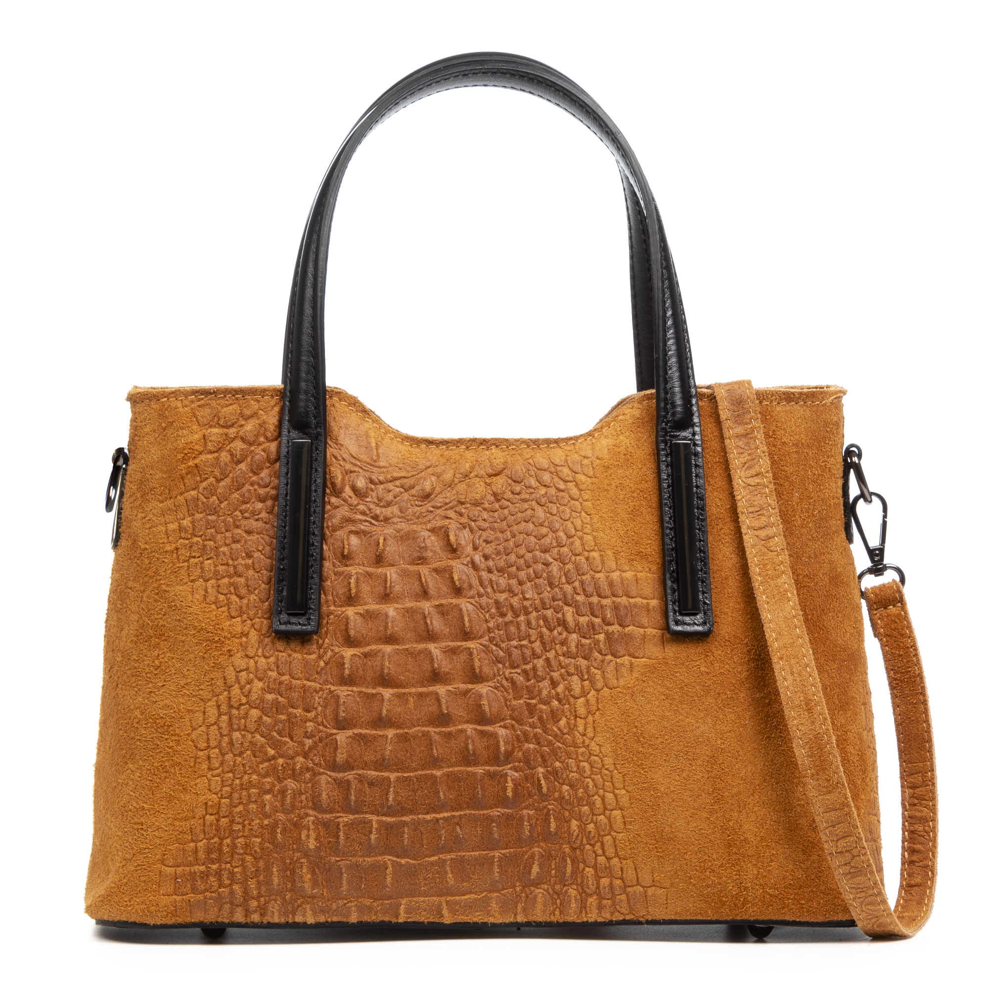 FIRENZE ARTEGIANI. Fiesole bolso tote Mujer. Piel auténtica Gamuza Grabado Serpiente y lacado. 31x12x21cm.