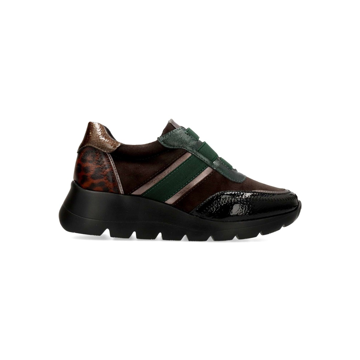 Amarpies - Zapatillas casuales mujer con estampado leopardo, elásticas y acolchadas con plantilla Memory Sponge, suela de goma y material sintético