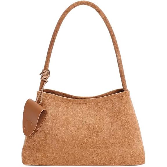 Bolso de hombro estilo hobo de gran capacidad de gamuza sintética de moda para mujer, bolso de hombro minimalista para oficina