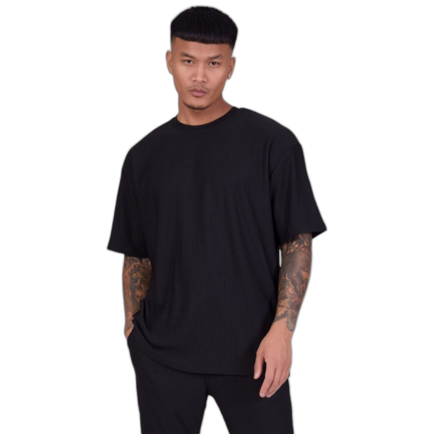 Camiseta Project X Paris Oversize Texturizado Negro Hombre Moderno, Ropa casual 100% Poliéster