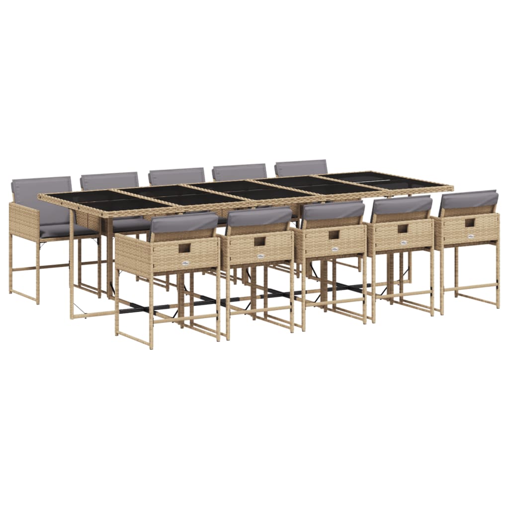 vidaXL Set comedor de jardín 11 pzas con cojines ratán sintético beige