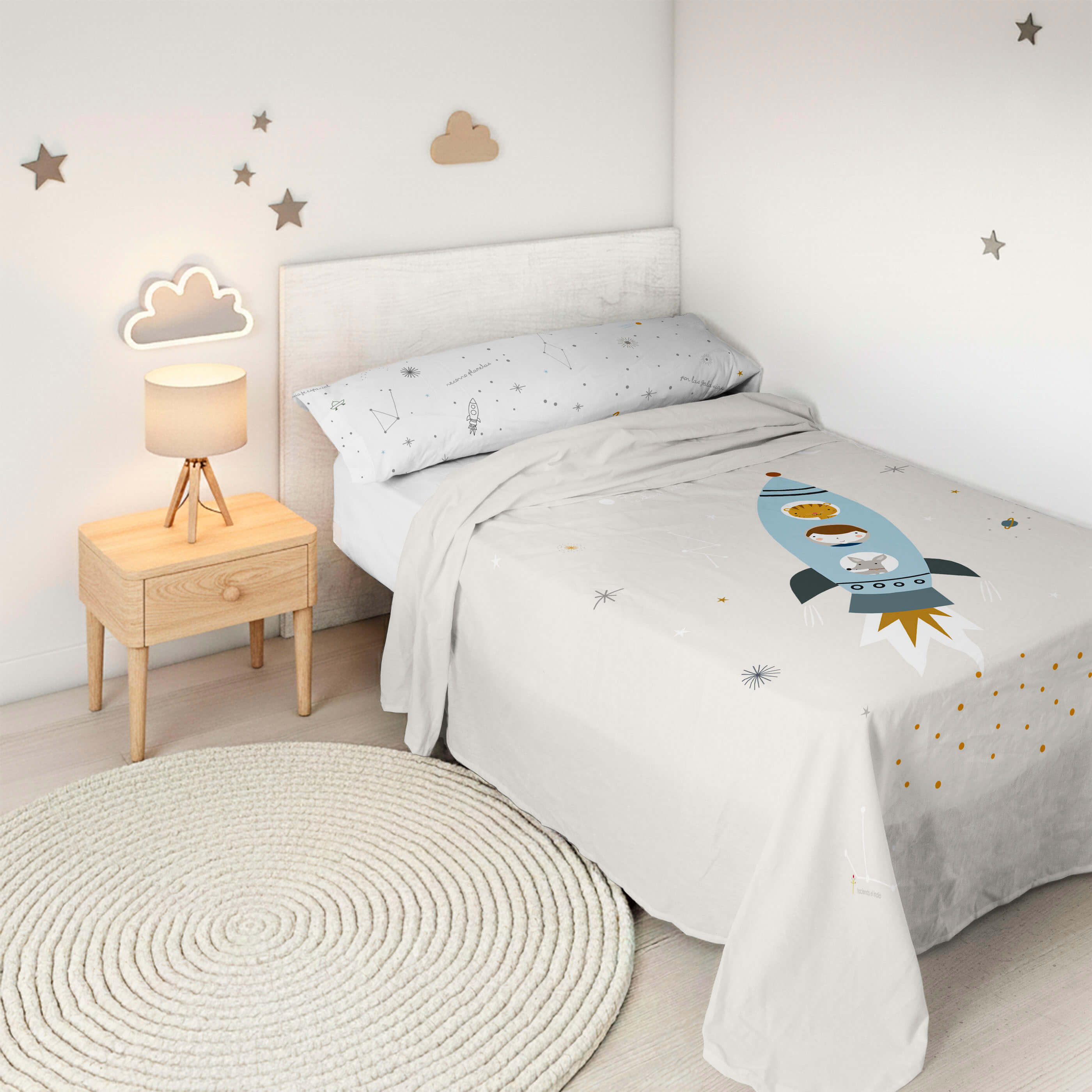HACIENDO EL INDIO - Juego de Sábanas Infantil Estampado 2 Piezas 100% Algodón Extrasuave - Set de 2 Piezas Incluye Encimera y 1 Funda de Almohada - Cama 90/105 cm - Fabricado en España