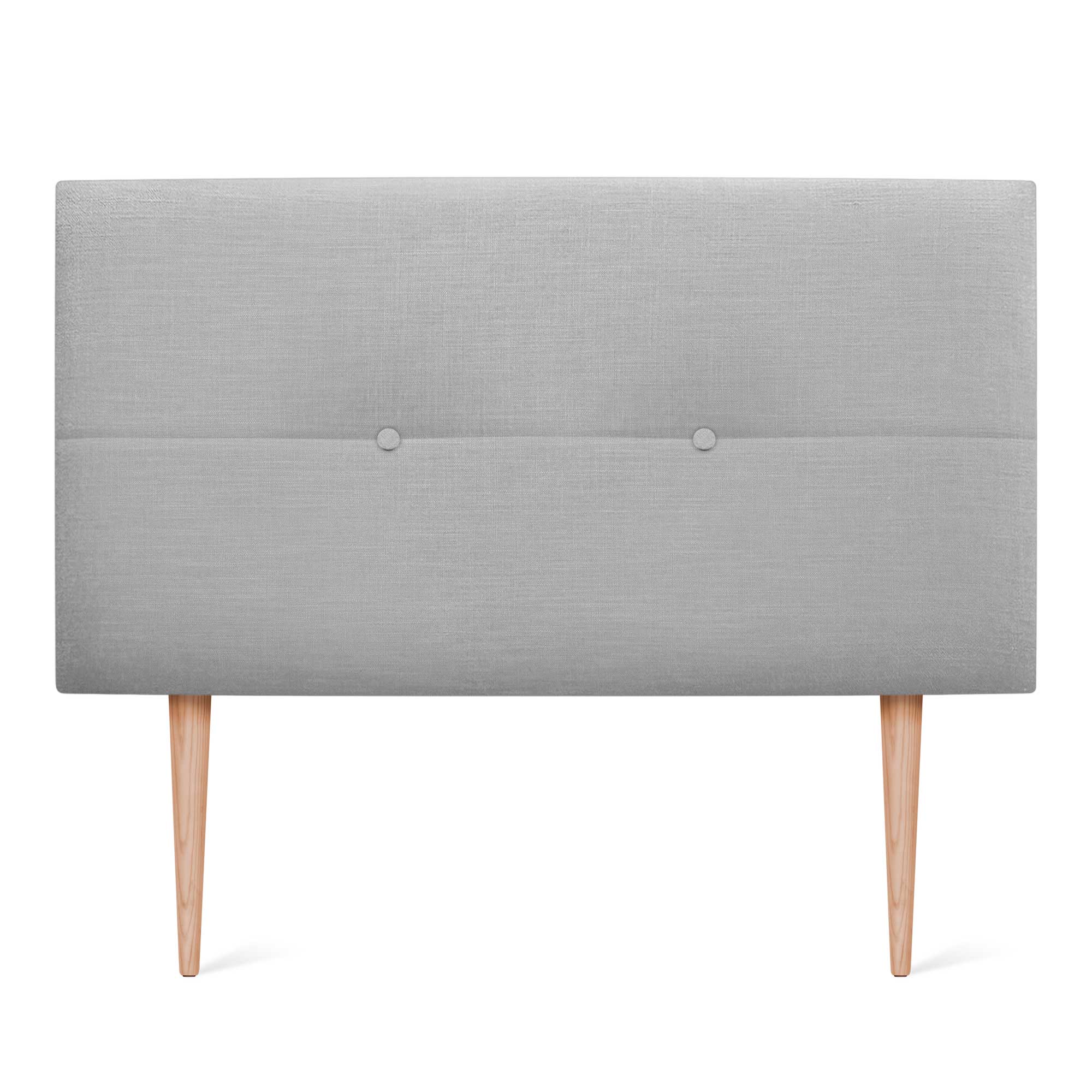 DHOME Cabecero de Lino Natural con Botones y Patas de Madera Cabezal Tapizado Cama Dormitorio Moderno