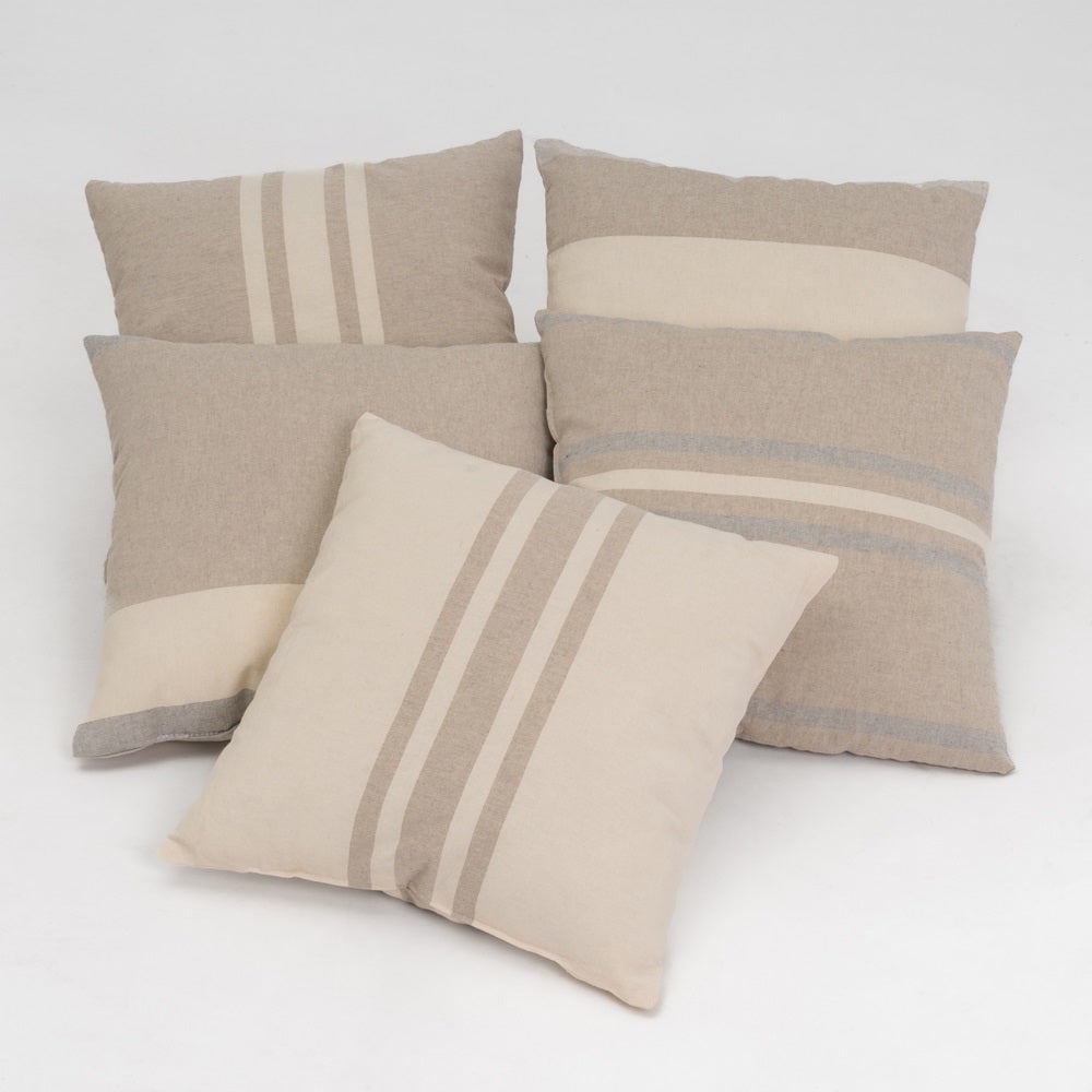 5 cojines de rayas beige y marrón de algodón de 45x45 cm con relleno Cojines sin cremallera con tejido suave. Para salón o dormitorio. Cambia el look de tu decoración de una forma económica. CasaSelección