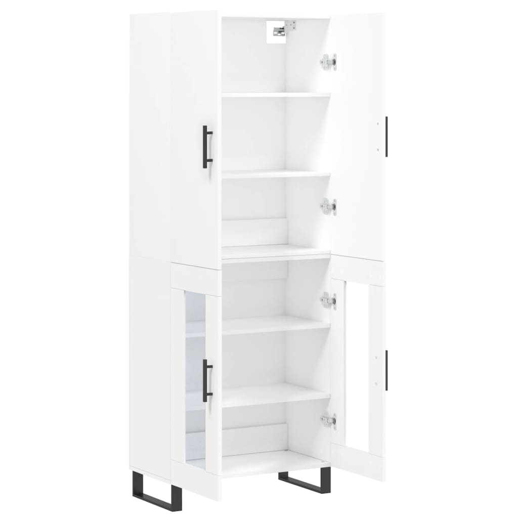 Aparador Alto Vidaxl Contrachapado 69,5x34x180 Cm 2 Puertas de Cristal