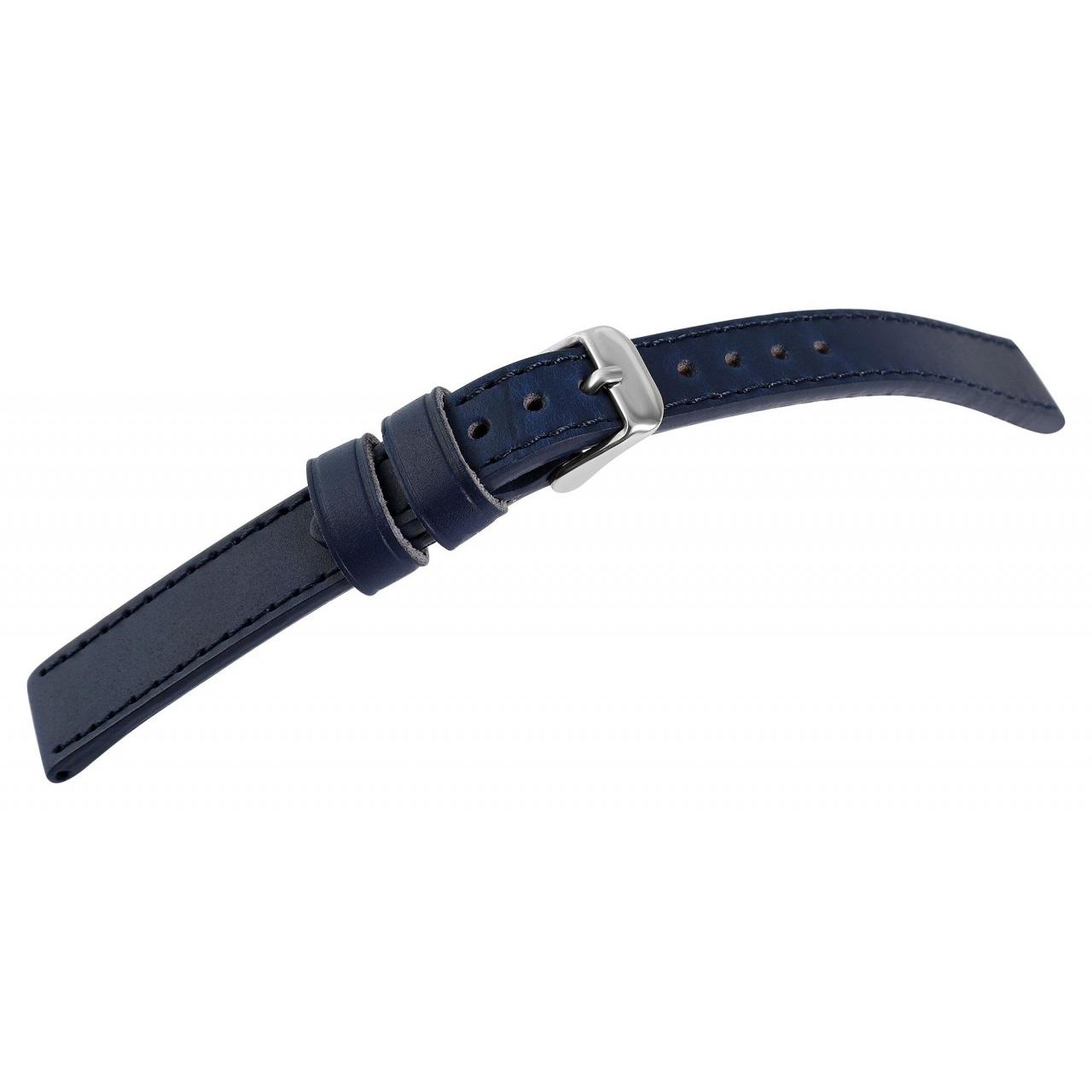Mestre Artesão® Bracelete de Reloj em Couro Genuíno Muito Macia Azul Escura 12mm - 0447