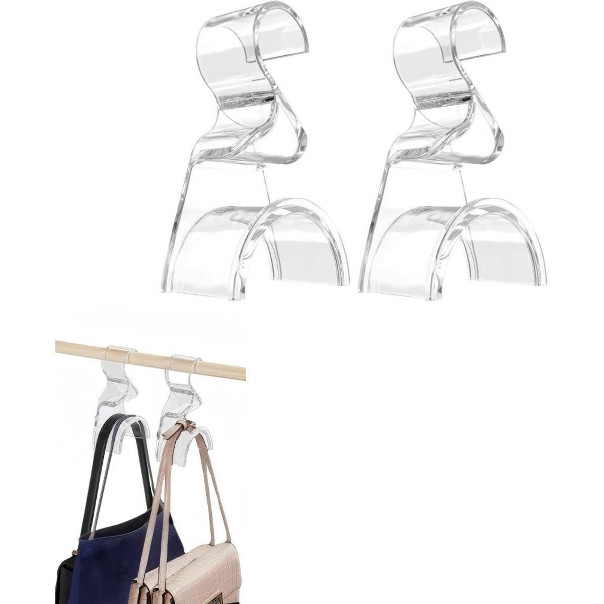 2 piezas - Gancho para bolsos - Gancho para carteras - Gancho para armario - Gancho para sombreros - Duradero - Protege los bolsos - Transparente - Ideal para armarios, vestidores y boutiques