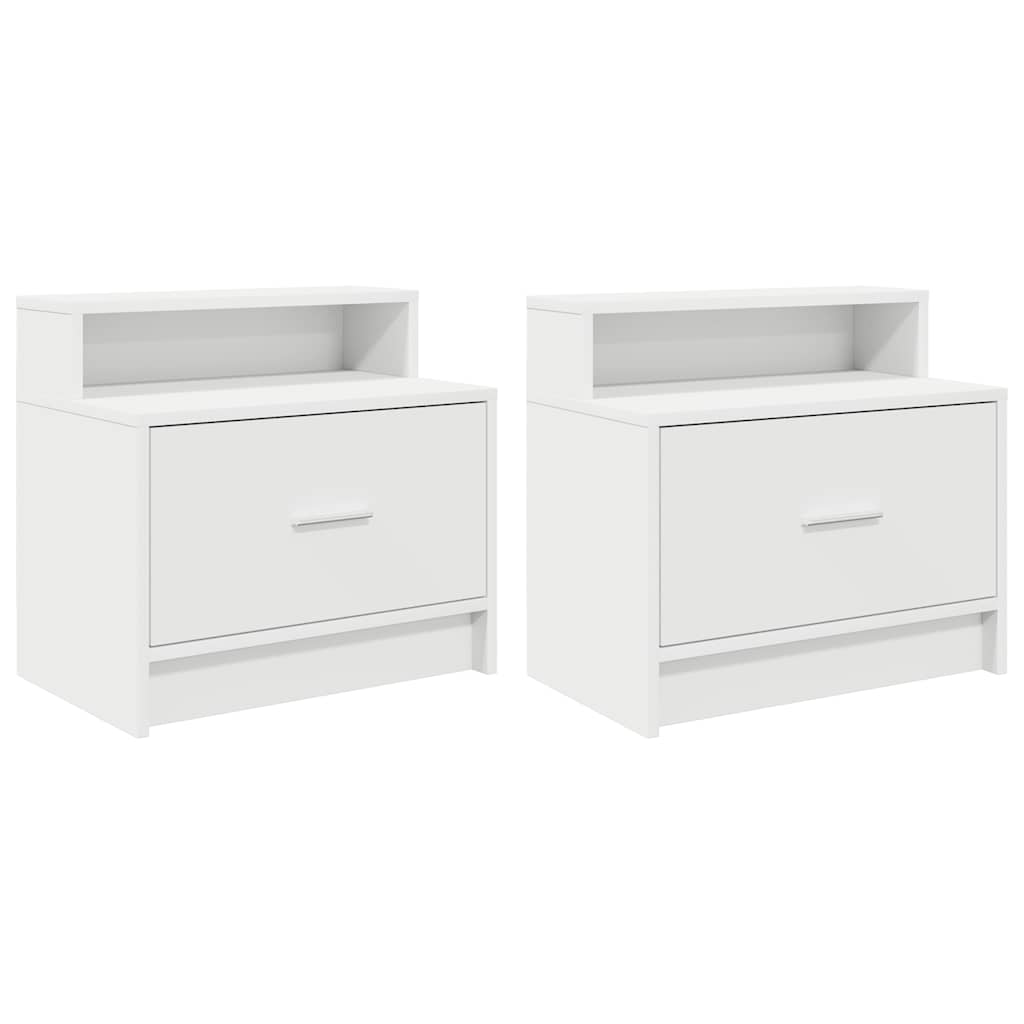 vidaXL Mesillas de noche con cajón 2 uds blanco 51x31x47 cm