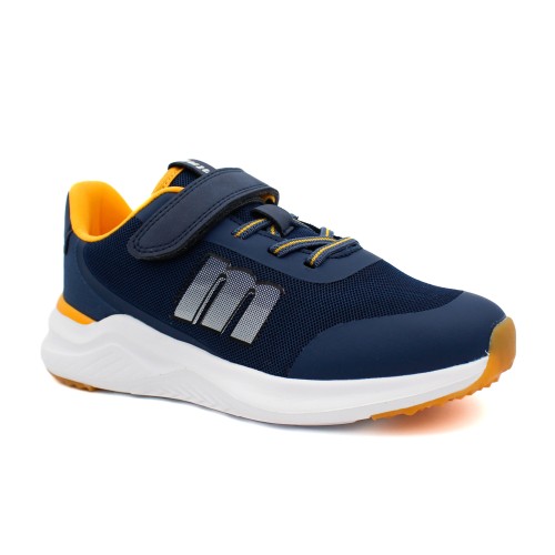 Zapatillas deportivas ligeras MUSTANG 48975 en blanco, rosa, y marino con cierre de velcro.