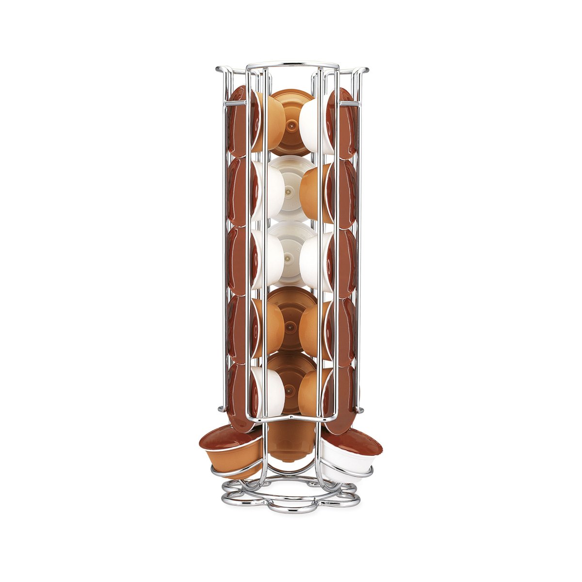 Fackelmann Dispensador de Cápsulas de Café Dolce Gusto, Soporte Vertical en Acero Cromado, Organizador con Capacidad para Guardar 18 Cápsulas, 3 columnas, 12,5 x 32,6 x 11,5 cm