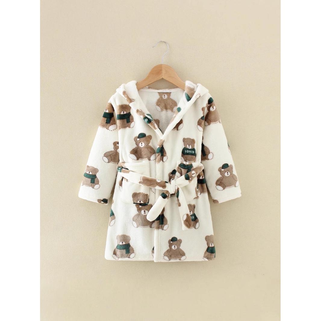 OmHO Bata con estampado de dibujos animados, ropa de dormir para niños y niños, invierno y juguete