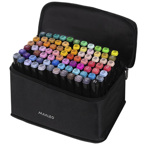 Set de Rotuladores Duales: rotuladores doble punta 168, rotuladores profesionales, caja rotuladores – Para uso en diseño, renderizado, cómics, proyectos de bricolaje, bolsa negra incluida.
