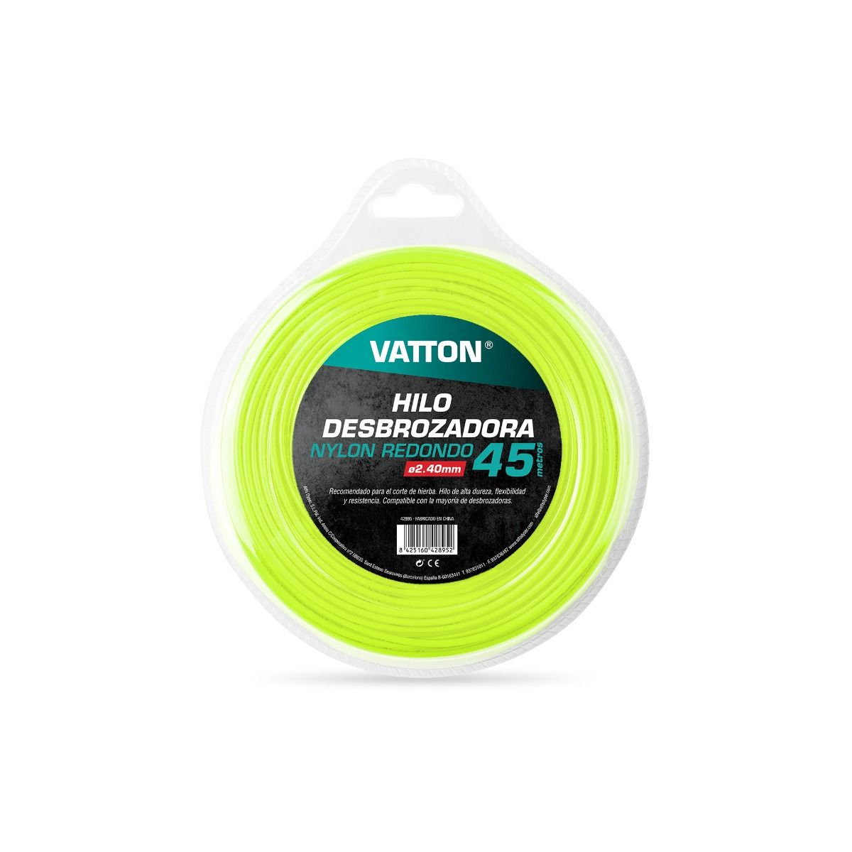 Hilo de Nylon para Desbrozadora VATTON - Varias Medidas - Hilo de alta dureza, flexibilidad y resistencia - Compatible con la mayoría de desbrozadoras