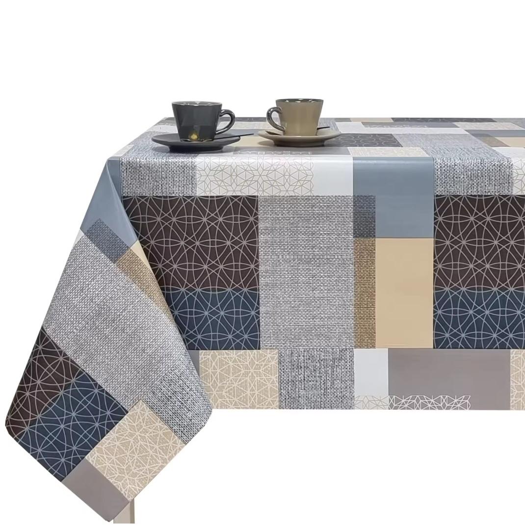 Mantel Hulehule Tex - PVC Estampado Impermeable Resistente a Manchas Fácil de Limpiar para Hostelería y Hogar Mirka Brown