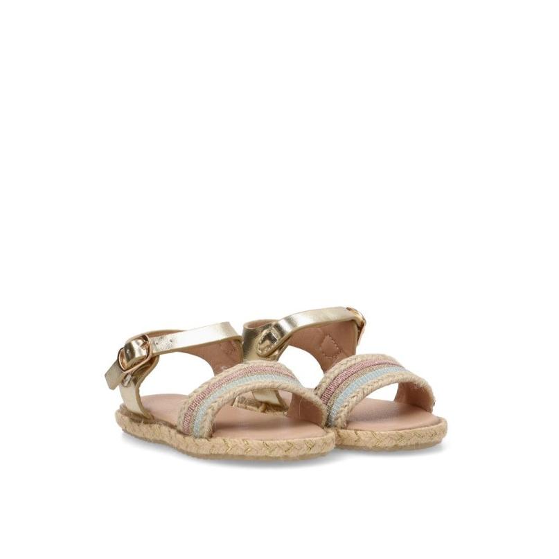 Sandalia Luna Kids - Niña - Suela Plana - Modelo Rbs179 - Color Oro
