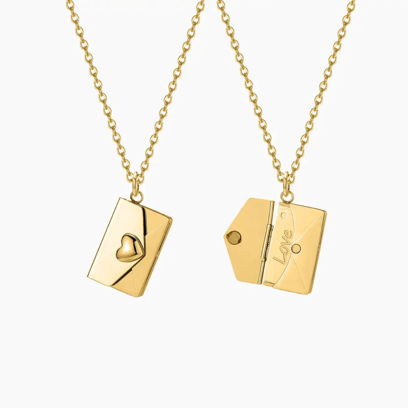 Collar sobre con letra de amor para mujer: libro de corazón de acero inoxidable, joyería con medallón abierto, joyería para el día de la madre, regalos para el día de San Valentín para mamá