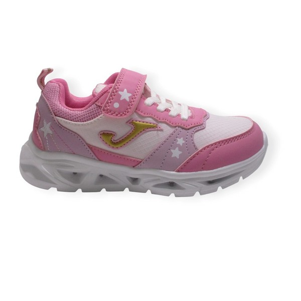 Joma NOVA_JR_2613 Rosa. Zapatilla para niña con luces y ajuste en velcro