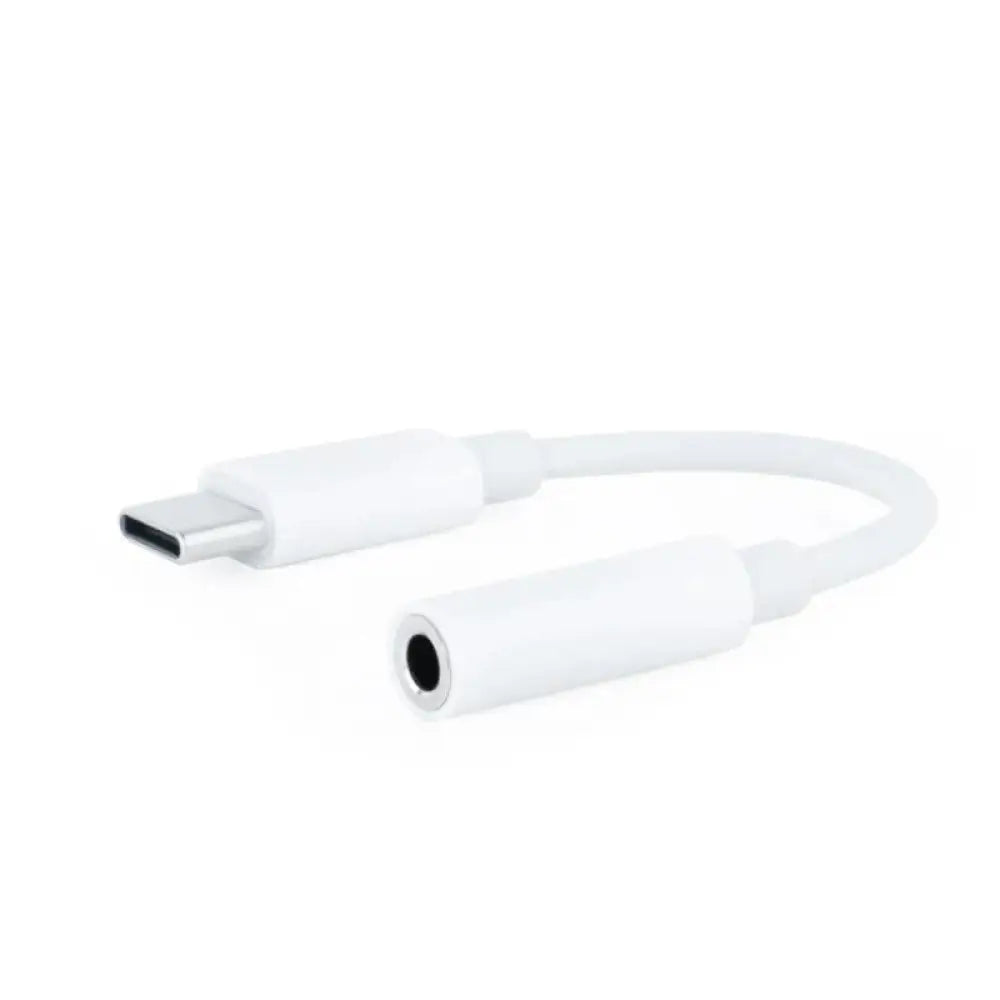 Nanocable - Adaptador audio USB-C macho a jack 3.5mm hembra 11 cm blanco con conector derecho, cable de cobre resistente para uso diario