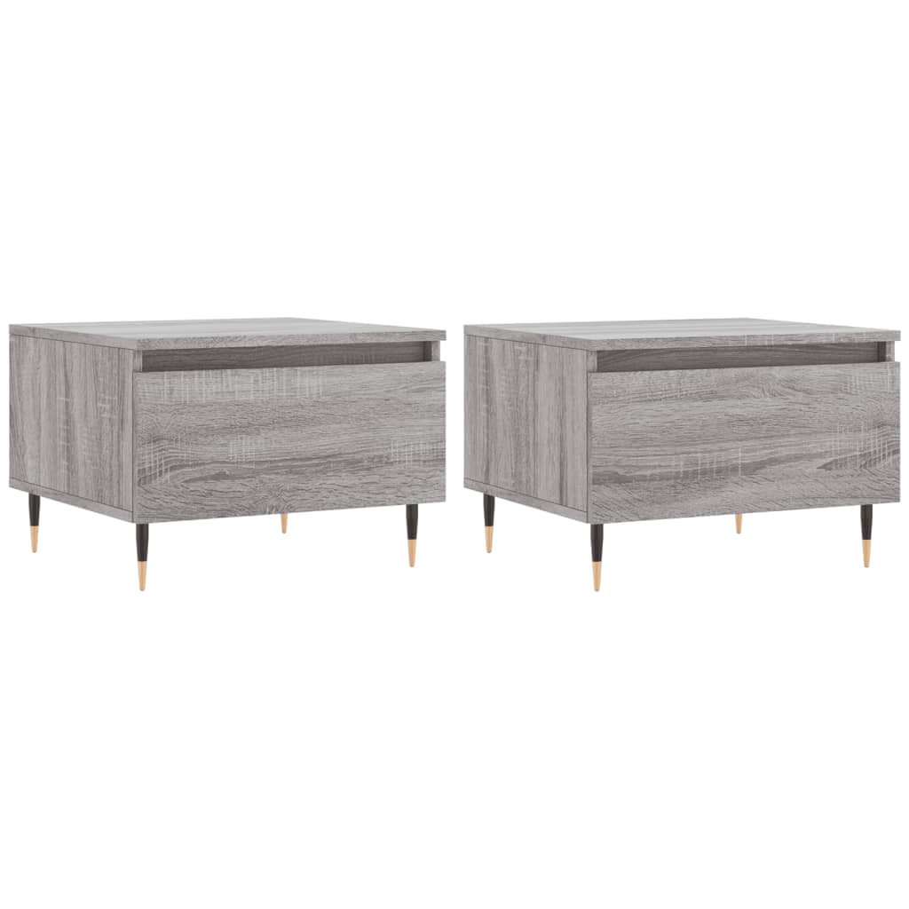 Vidaxl Mesas Centro 2 Uds Madera Ingeniería 50x46x35 Cm Blanco, Negro, Blanco Brillante
