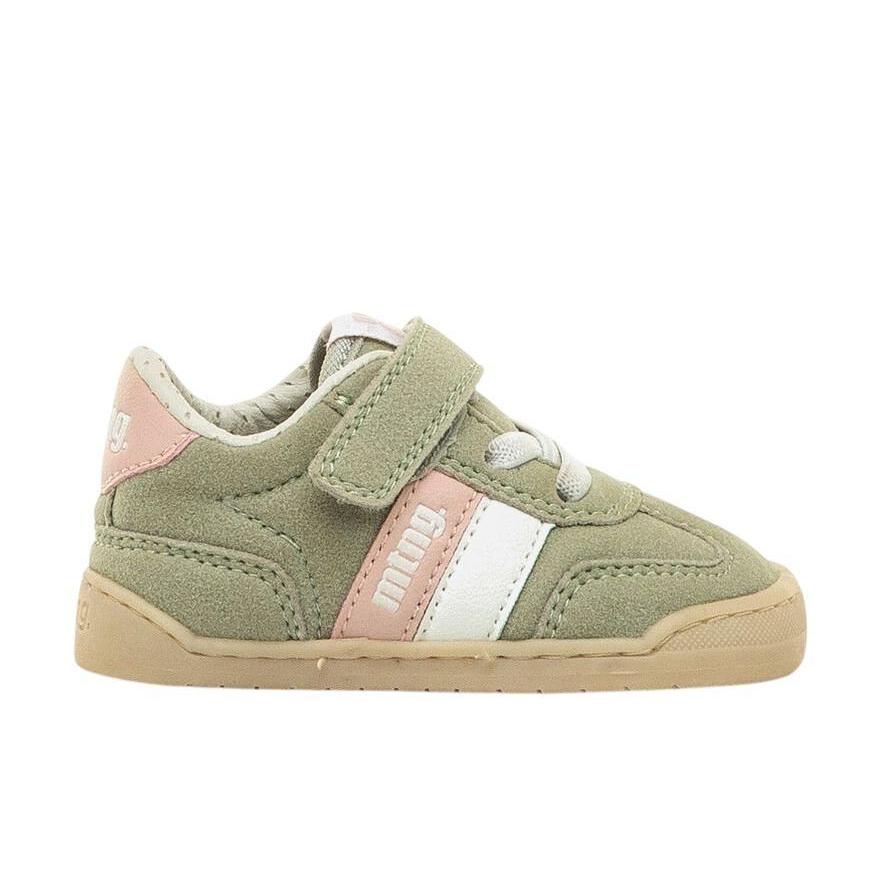 Zapatillas niña Mustang Free barefoot color pluton green mineral modern light pink verde rosa y blanc0 deportivas de calzado respetuoso con certificado vegano muy comodas y flexibles con cierre de tira adherente y elasticos by Mustang kids