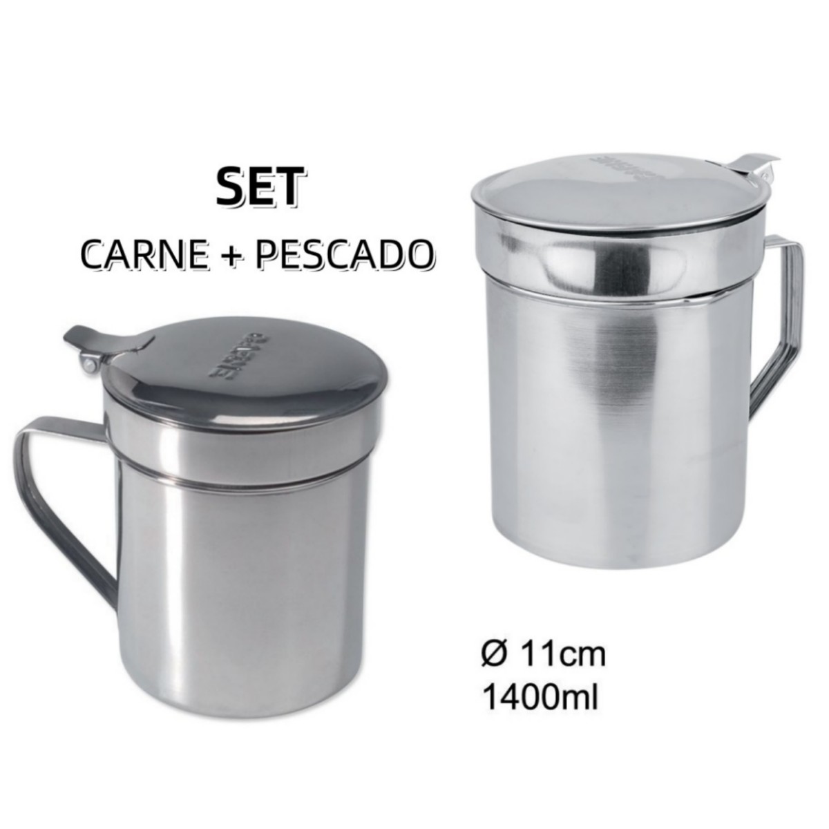 ZYLX SHOPPING - Set 2 Recipientes de Acero Inoxidable con Tapa y Asa LifeStyle | Ø9 cm 550 ml o Ø11 cm 1400 ml
