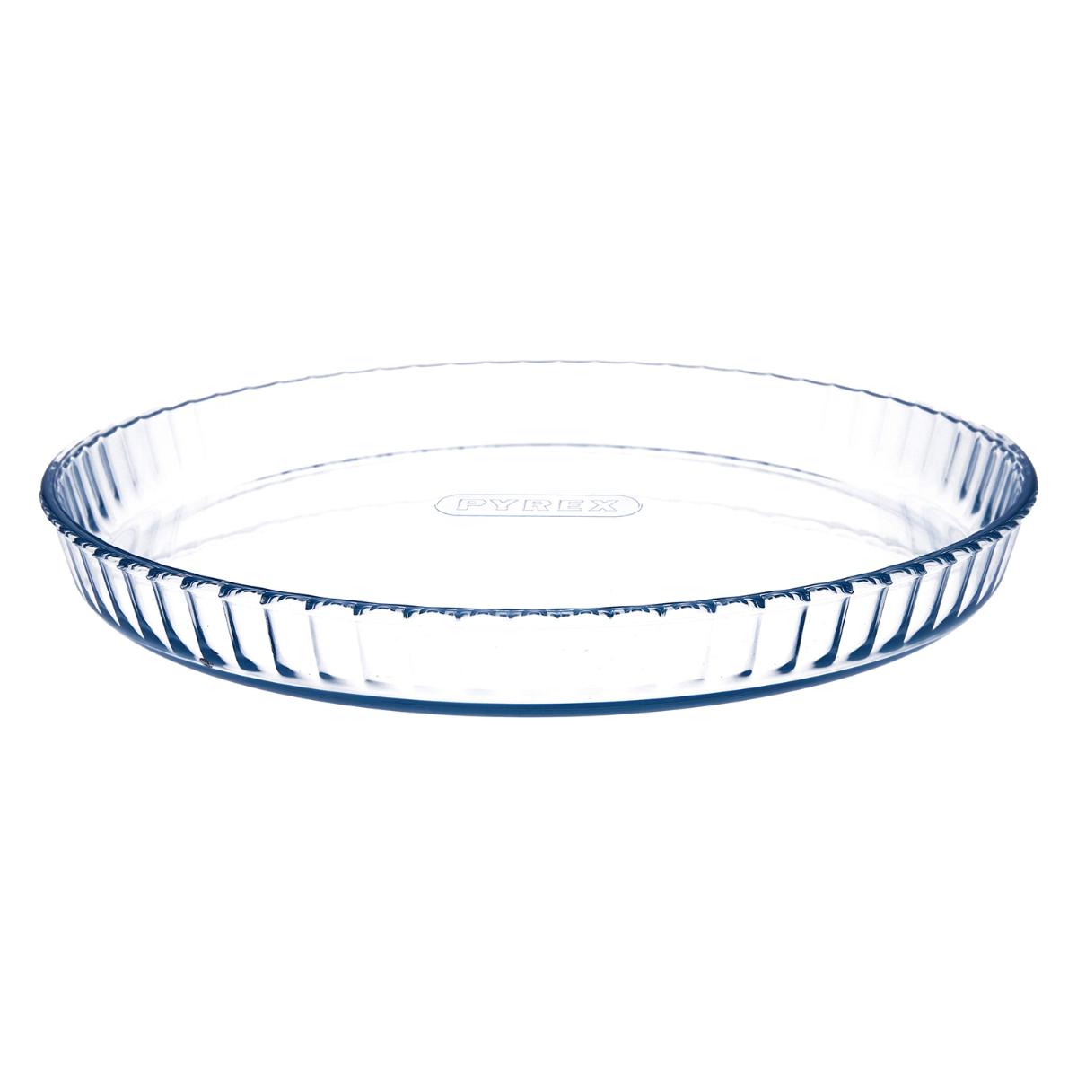 PYREX® ICONICS Molde Tarta Plano Horno Boro 31x31x4CM Transparente Brillo Fabricado en Francia Resistente a rayaduras