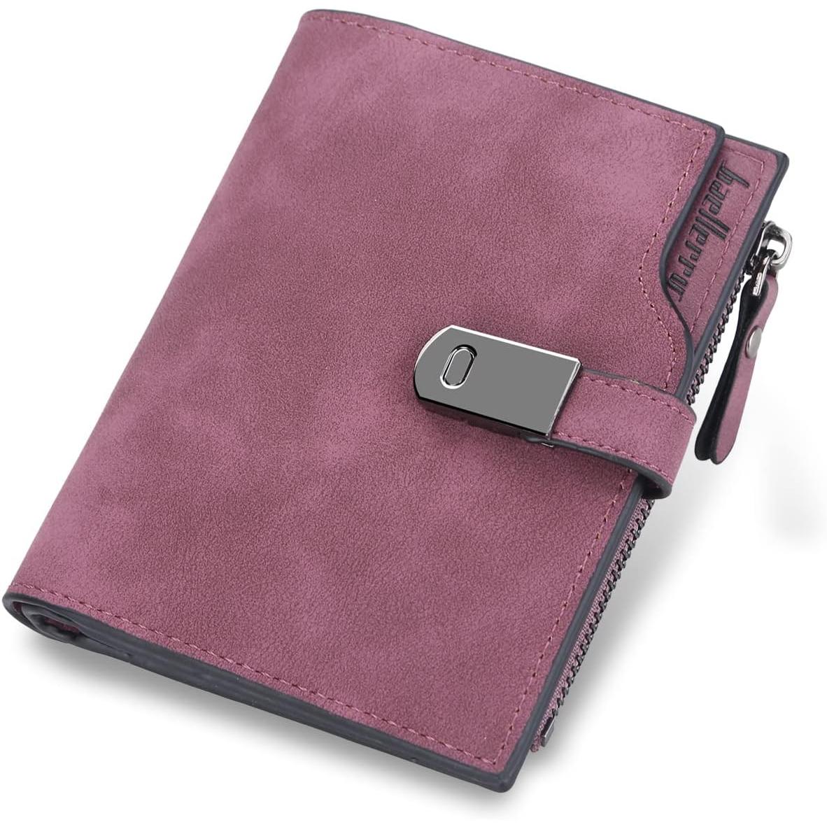 Cartera Mujer Cuero PU Pequeña con Bolsillo, Billetera Corta Suave y Cómoda, Tarjetero con 16 Ranuras para Tarjetas