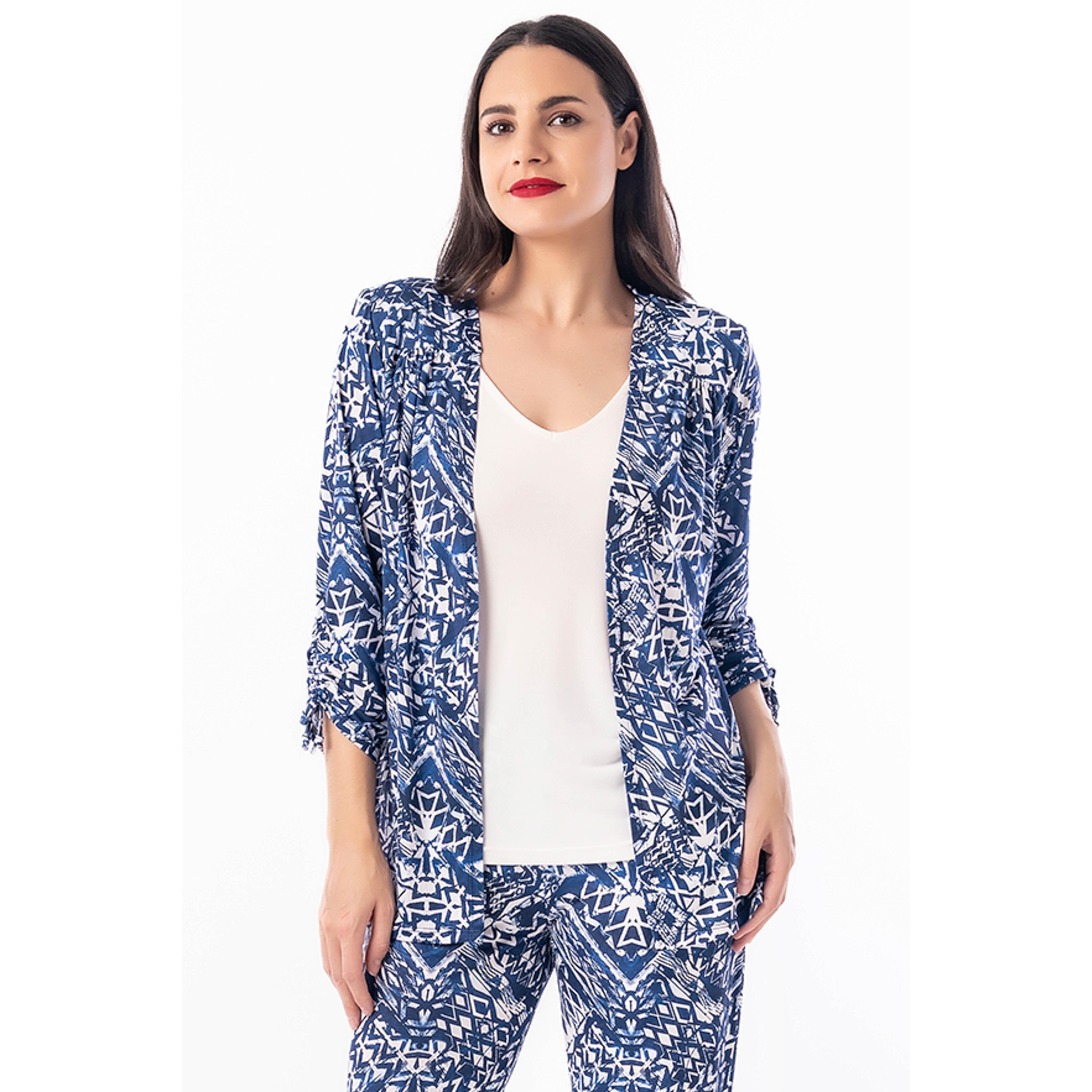 Chaqueta Mujer Abierta Estampada con Caída Fluida - Genuine