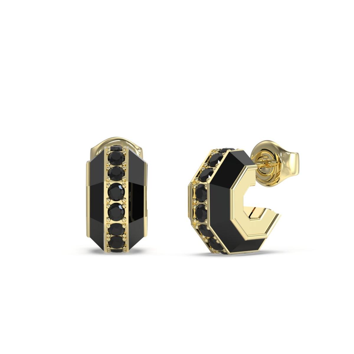 Guess Pendientes Hombre Exagon De Acero Dorado Jume05088jwygt-u