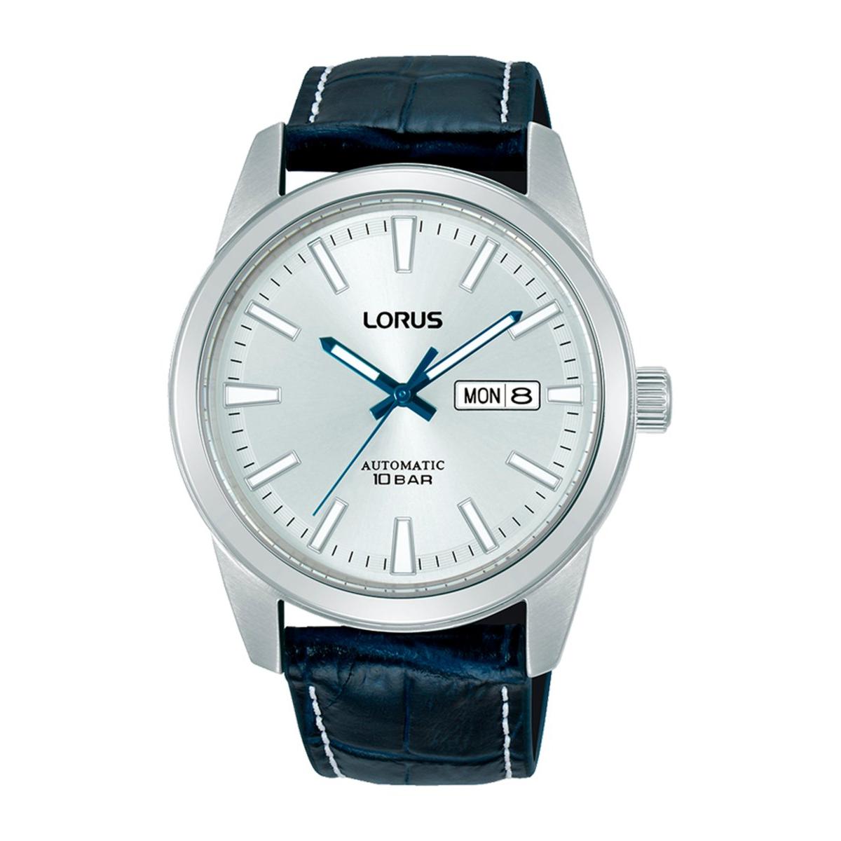 Lorus Reloj Hombre Caja De Acero Pulsera Genuine Leather De Color Azul Resistente Al Agua 10 Atm Rl499bx9