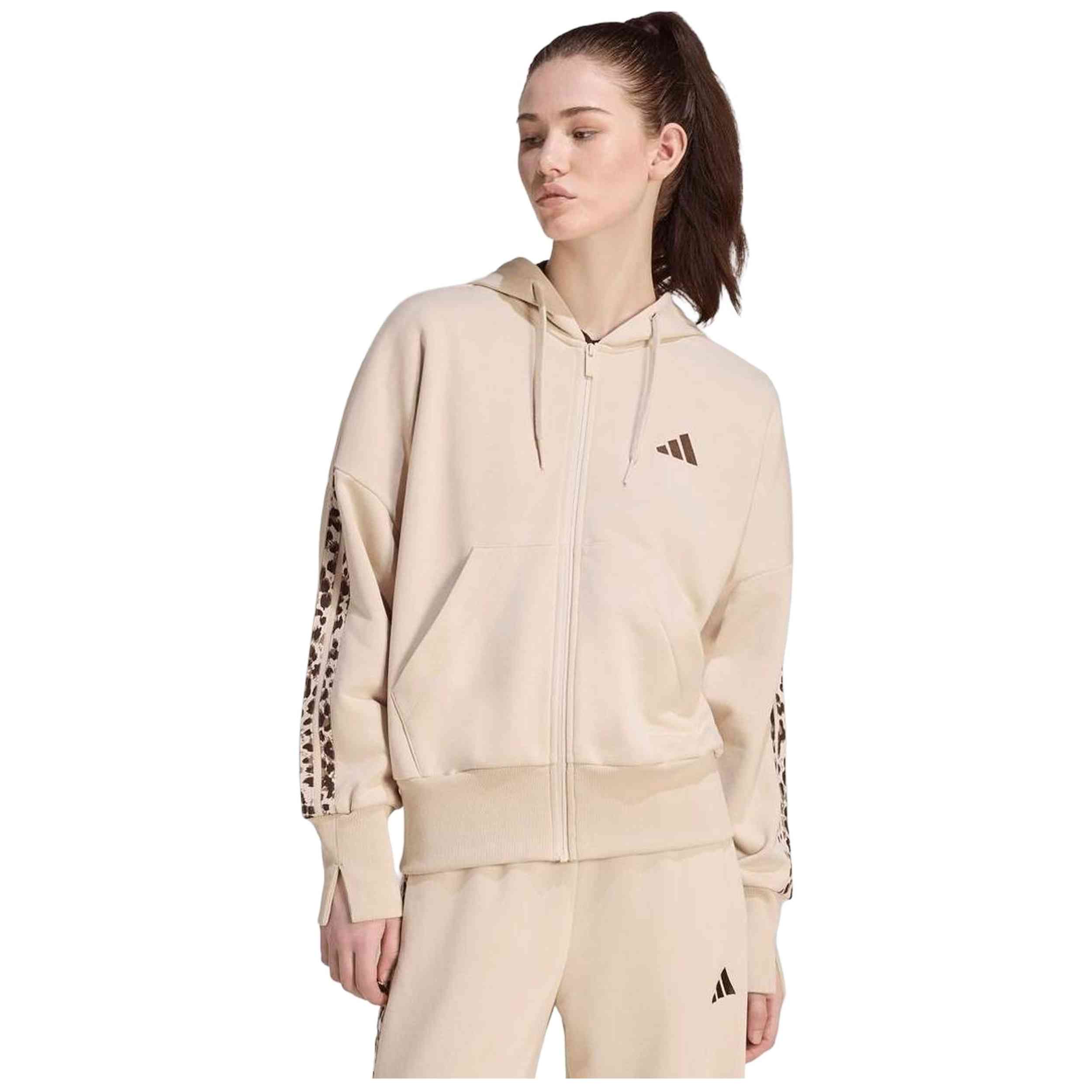 Sudadera Seasonal Essentials Con Cierre De Cremallera, Estampado De Inspiración Animal, 3 Bandas Y MKP