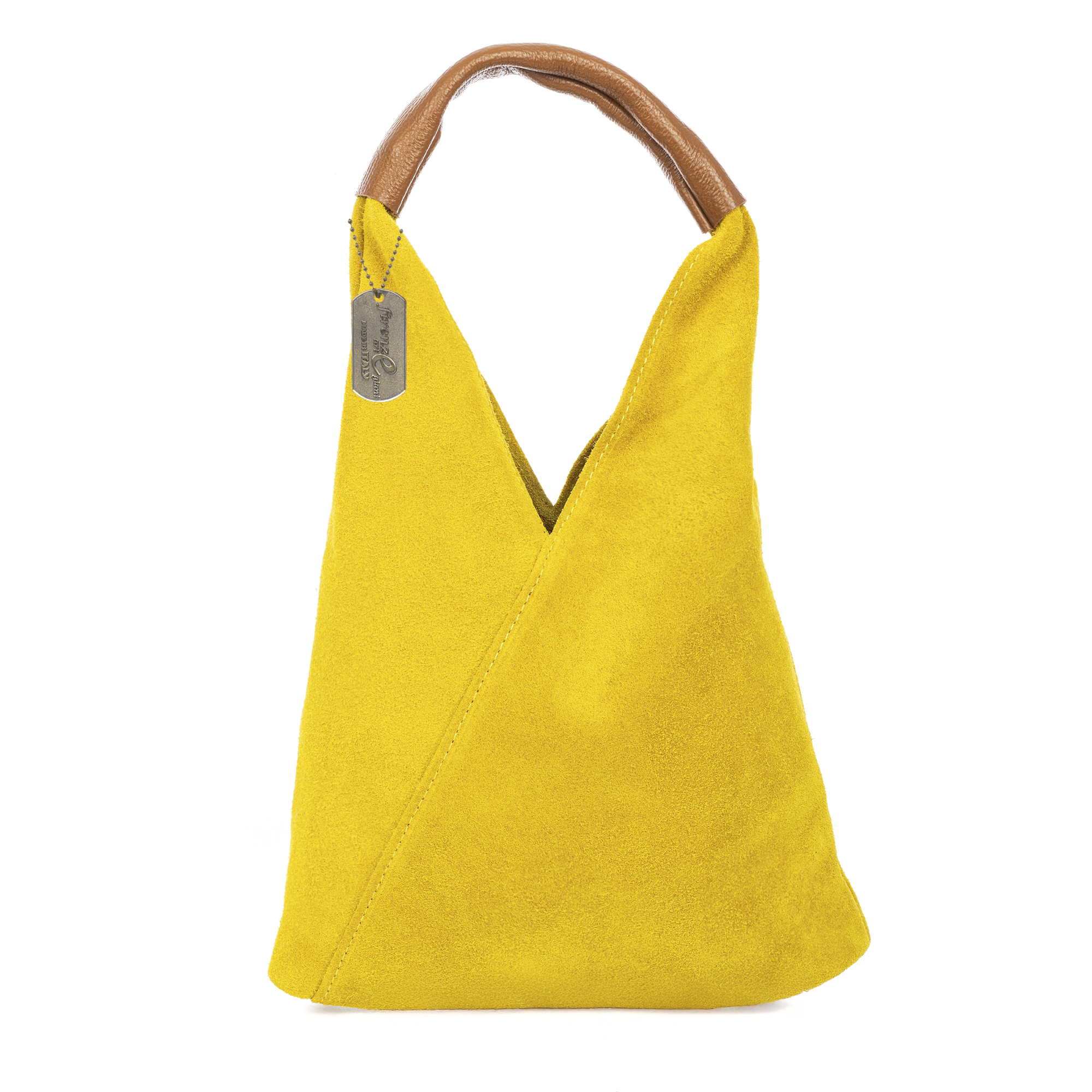 FIRENZE ARTEGIANI Aviano bolso mini shopper mujer, para uso de mano. Piel auténtica Gamuza. Fabricado en Italia 27x5x23 Cm.