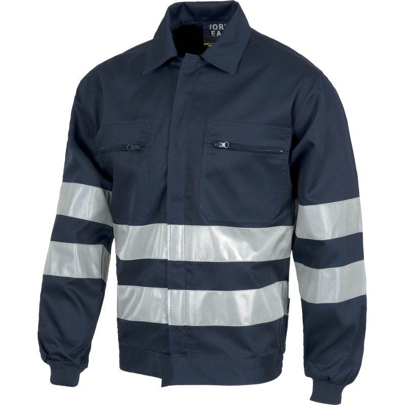 Cazadora/Chaqueta de Trabajo Gris con Bandas Reflectantes