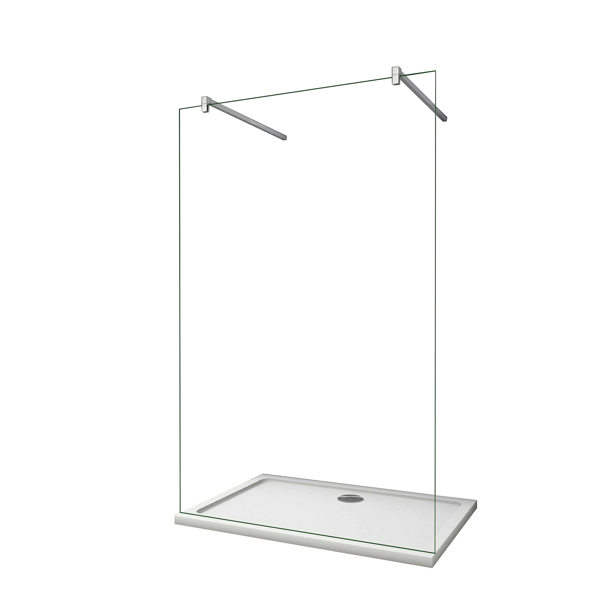 AICA SANITARIOS - Mampara de ducha fija - Vidrio Antical 10mm - Dos barras 90cm -  Alto 200cm
