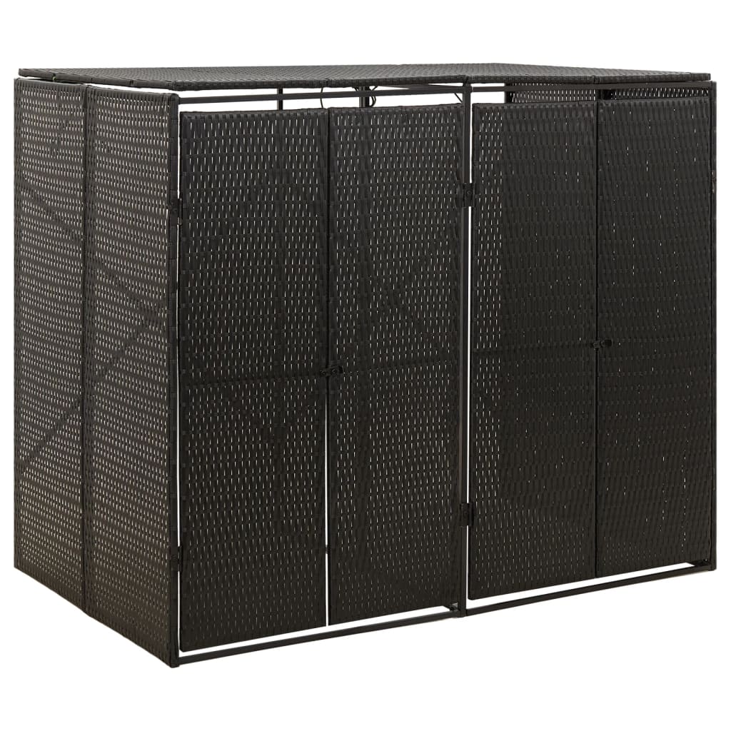 vidaXL Cobertizo para 2 contenedores basura ratán PE 140x80x117cm Color Gris, Negro, y mas