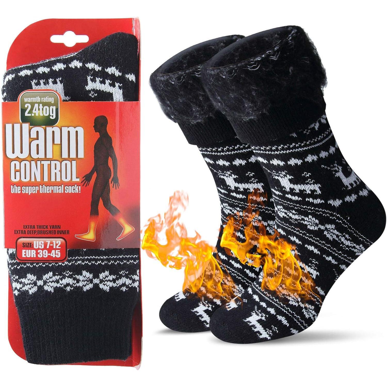TK Térmicos de Invierno Calcetines de Lana Super Calor Gruesa Calentar Suave Cómodo Calcetines de Mujer Hombre