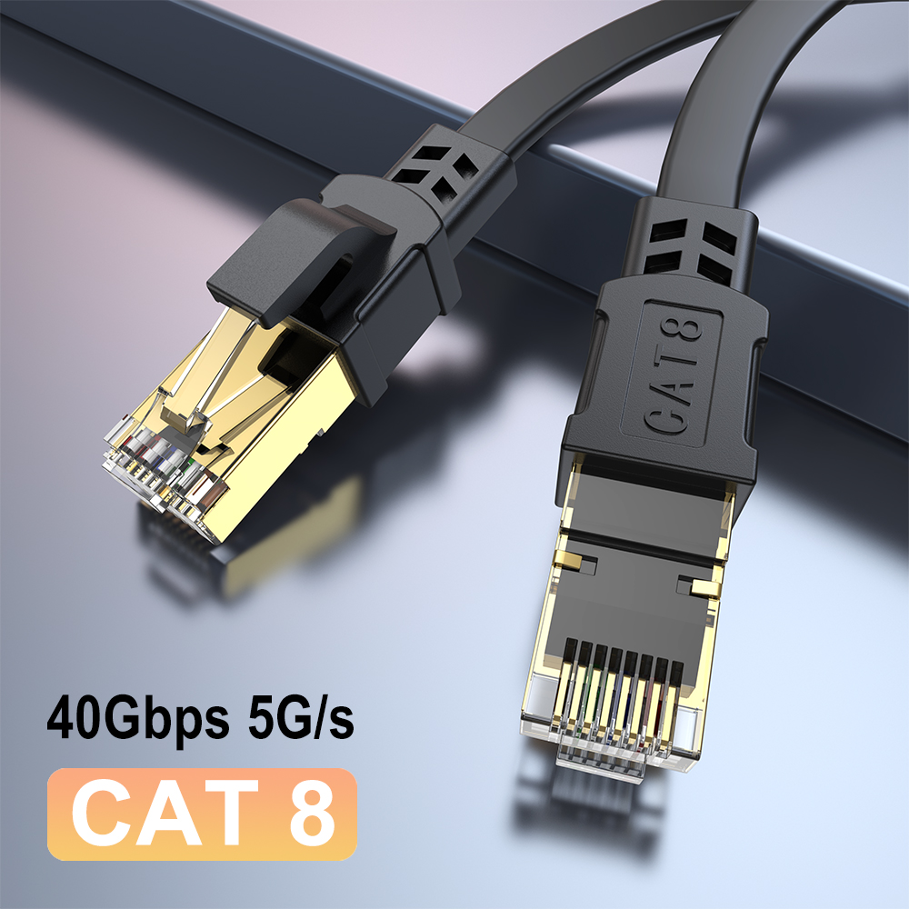 TK Cable Ethernet CAT 8 40Gbps 2000MHz RJ45 Red LAN Patch Cord Plano Para Modem Router PS 5/4 10m 15m 20m 30m 50ft 100 Pies